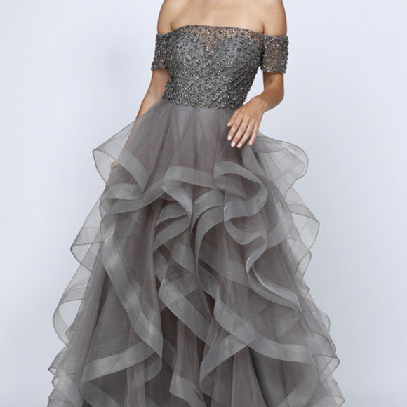 juliet Dresses & Skirts - Off-Shoulder Jeweled Long Prom DRess JT395